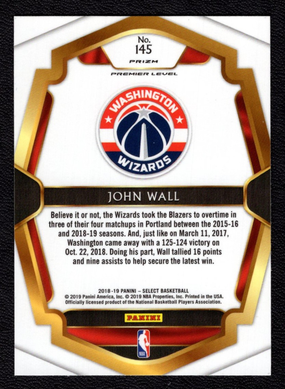 2018/19 Panini Select #145 John Wall Premier Level Tri Color Prizm