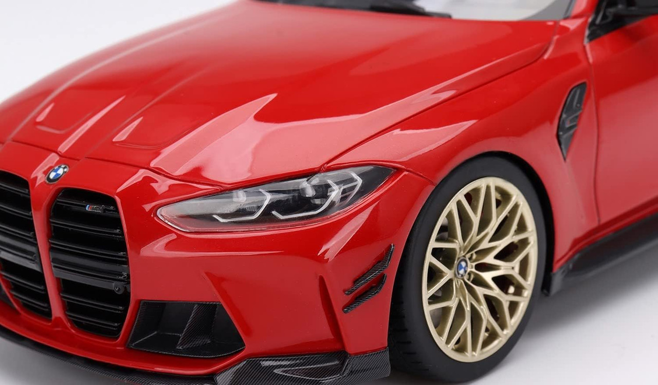 BMW M3 M-Performance (G80) - Toronto Red Metallic with Carbon Top - 1:18 Diecast Model Car by Top Speed