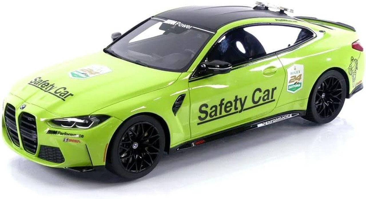 2022 BMW M4 Safety Car - Light Green with Carbon Top - 24 Hours of Daytona - 1:18 Diecast Model Car by Top Speed