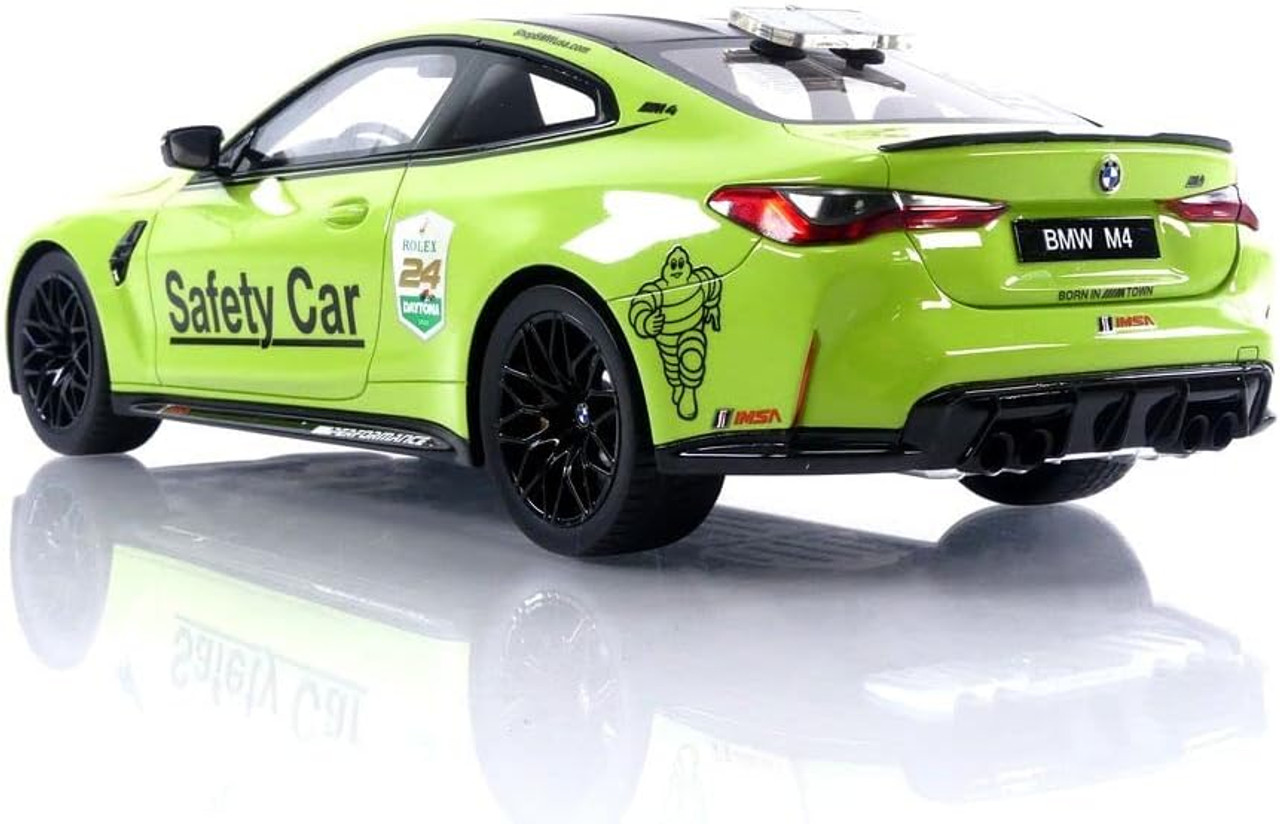 2022 BMW M4 Safety Car - Light Green with Carbon Top - 24 Hours of Daytona - 1:18 Diecast Model Car by Top Speed