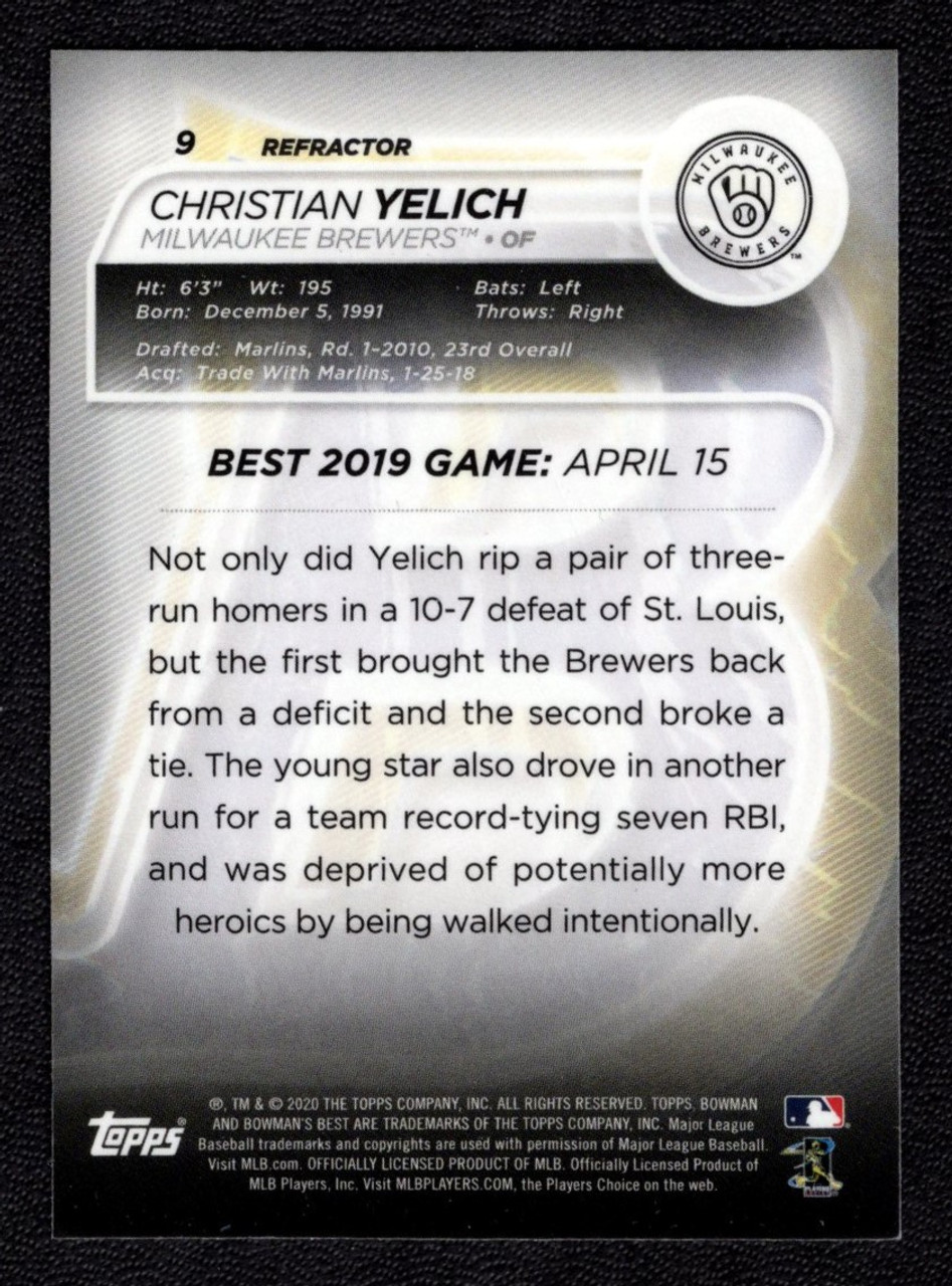 2020 Bowman's Best #9 Christian Yelich Refractor