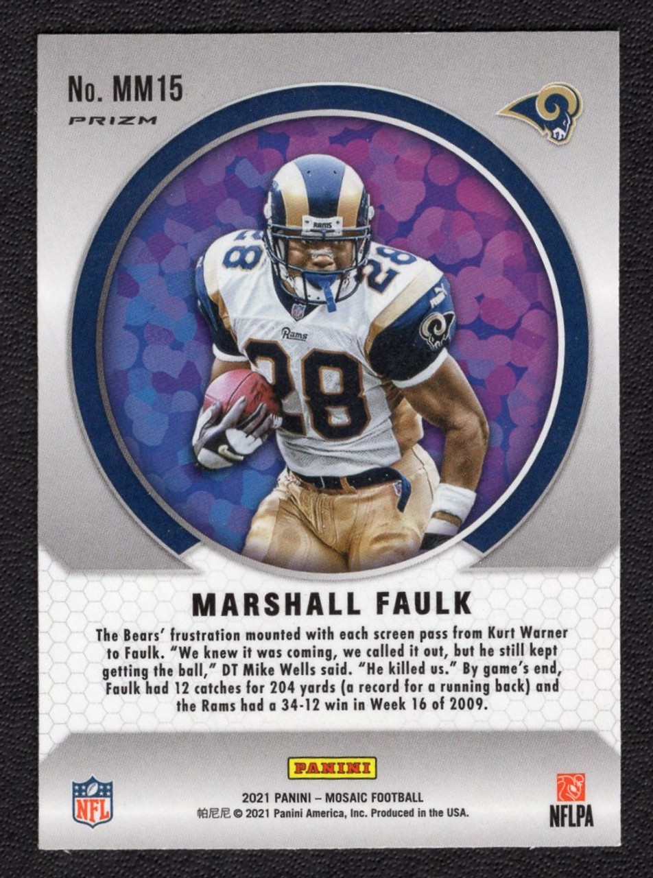 2021 Panini Mosaic #MM15 Marshall Faulk Men Of Mastery Silver Prizm 