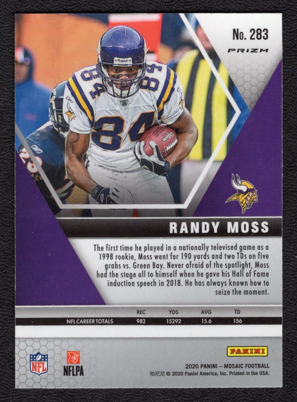 2020 Panini Mosaic #283 Randy Moss Hall Of Fame Blue Reactive Prizm