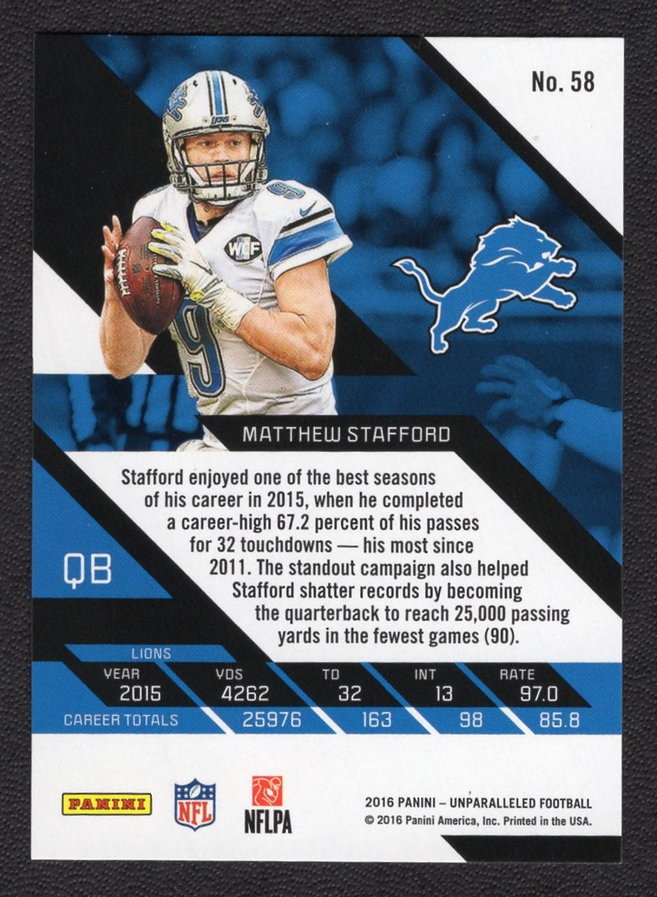 2016 Panini Unparalleled #58 Matthew Stafford Red Parallel 44/49