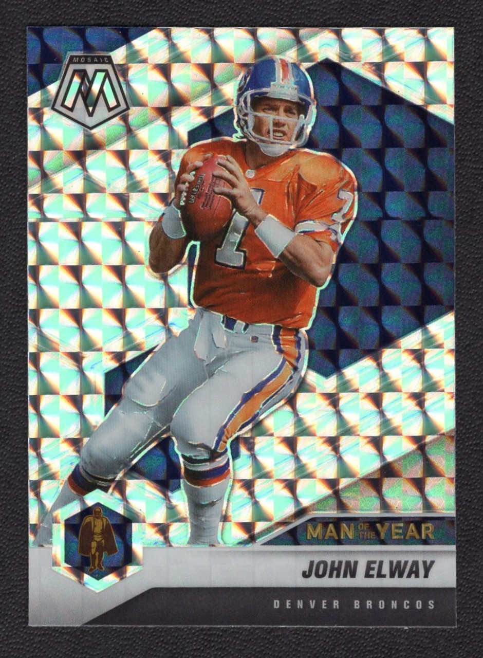 2021 Panini Mosaic #279 John Elway Man Of The Year Silver Prizm