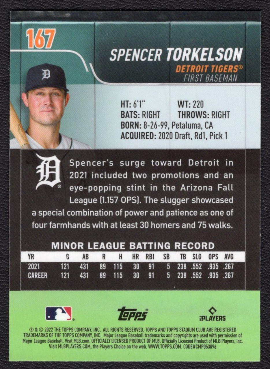 2022 Topps Stadium Club Chrome #167 Spencer Torkelson Rookie/RC