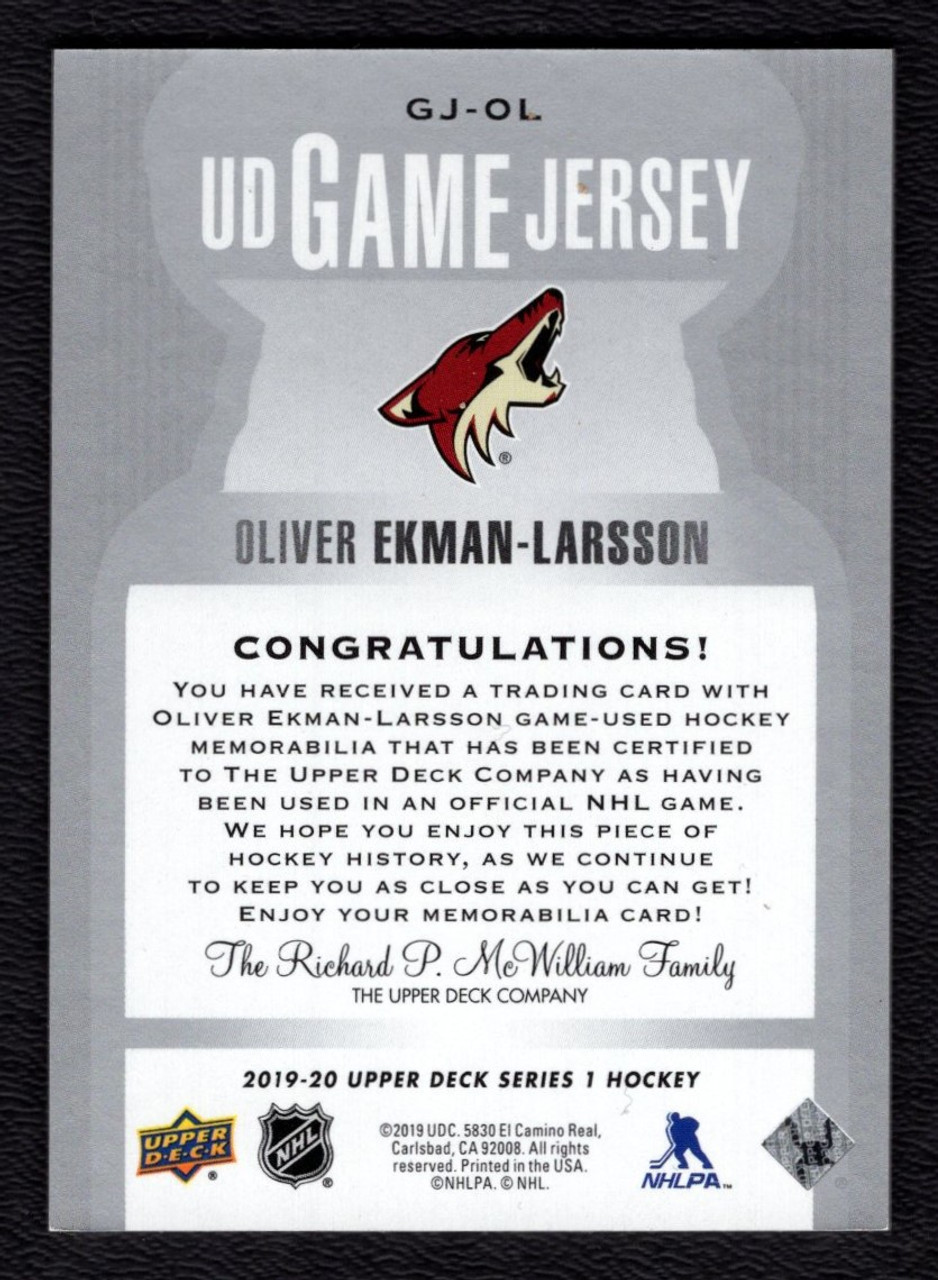 2019-20 Upper Deck Series 1 #GJ-OL Oliver Ekman-Larsson Game Used Jersey Relic
