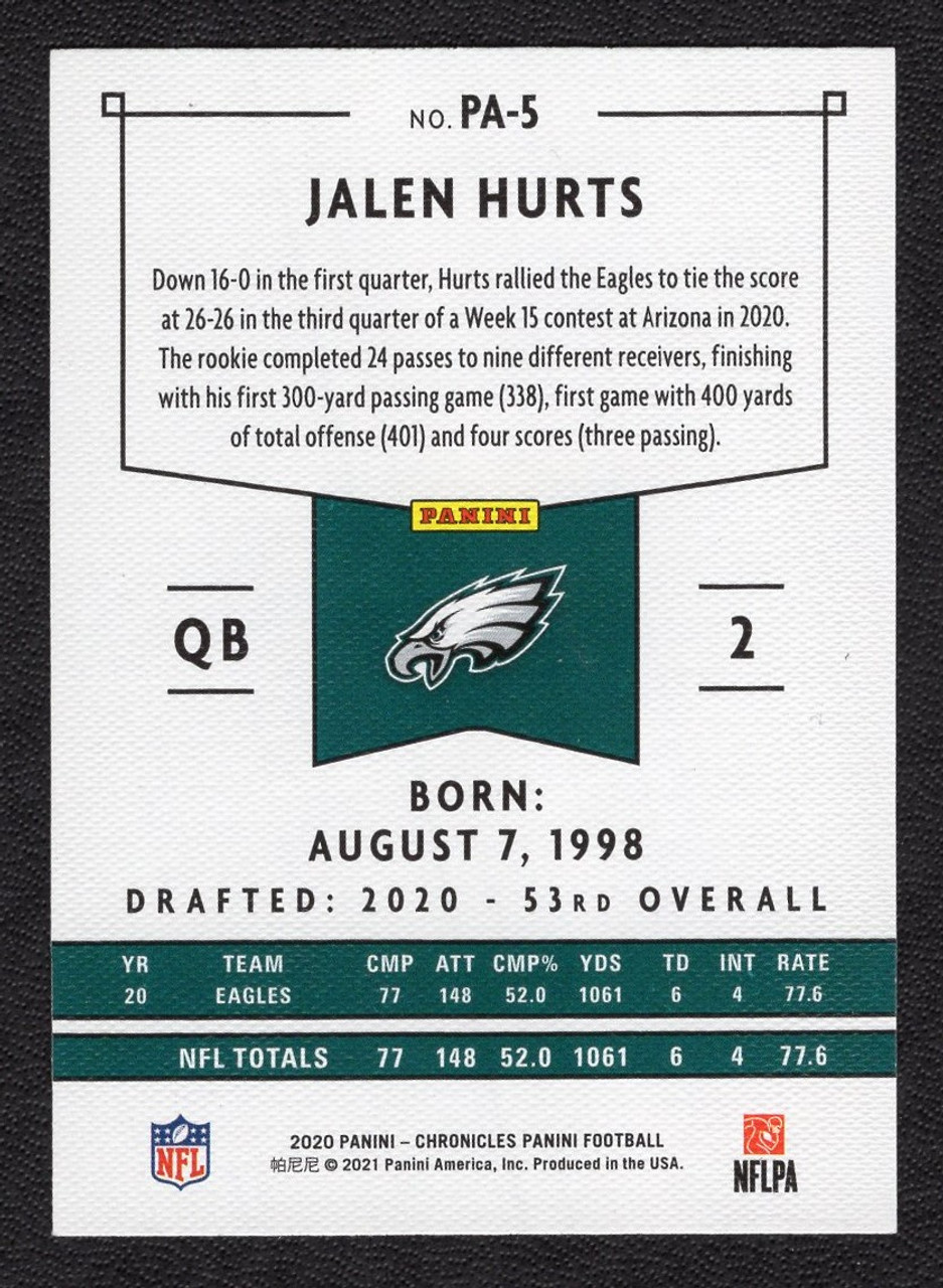 2020 Panini Chronicles #PA-5 Jalen Hurts Panini Rookie/RC (#3)