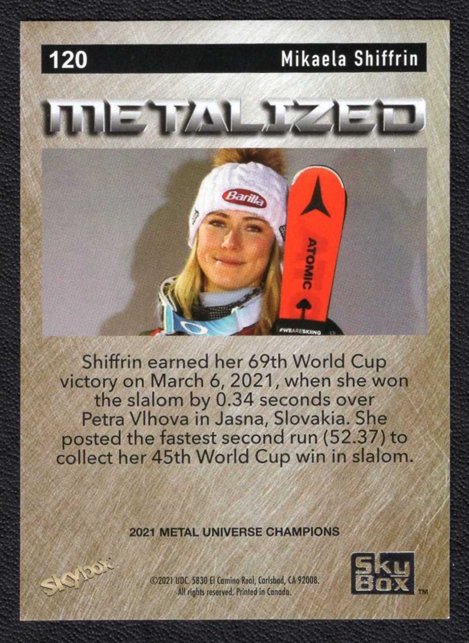 2021 Skybox Metal Universe Champions #120 Mikaela Shiffrin Metalized 