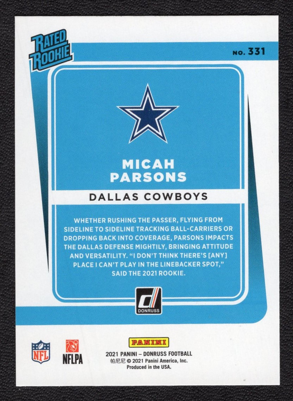 2021 Panini Donruss #331 Micah Parsons Rated Rookie (#3)