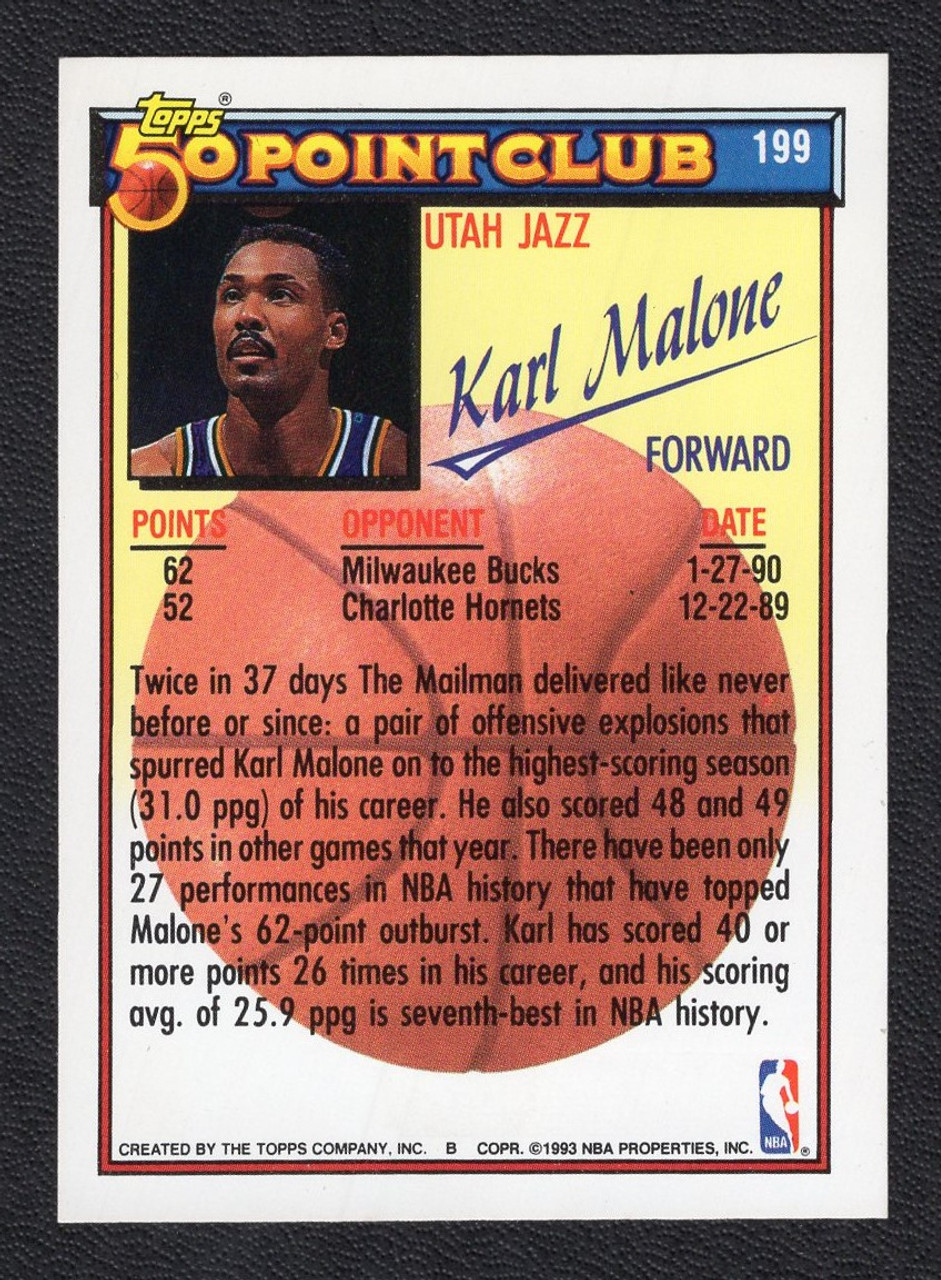 1992/93 Topps #199 Karl Malone 50 Point Club Gold