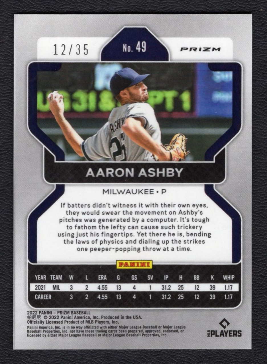 2022 Panini Prizm #49 Aaron Ashby Navy Blue Kaleidoscope Prizm Rookie/RC 12/35