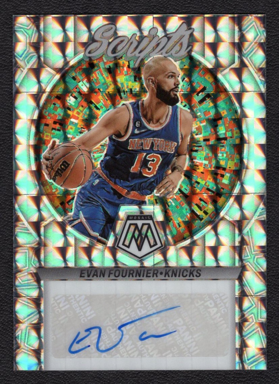 2022/23 Panini Mosaic #MS-FOU Evan Fournier Scripts Silver Prizm Autograph