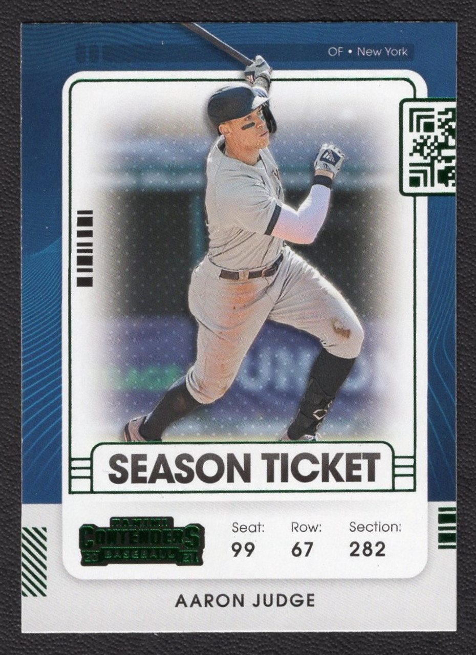 2021 Panini Contenders #59 Aaron Judge Season Ticket Green Foil