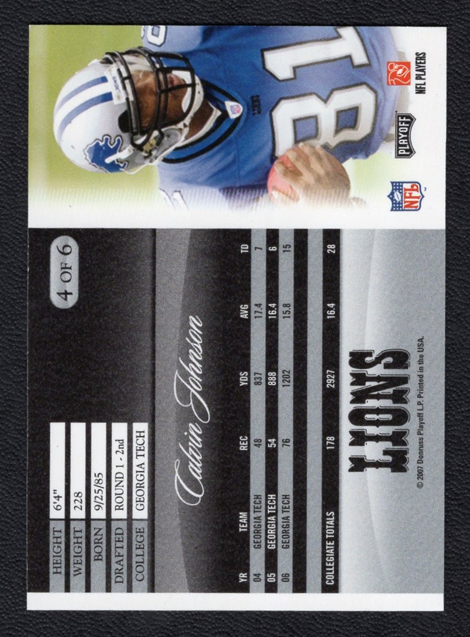 2007 Donruss Playoff #4 (of 6) Calvin Johnson Pepsi Promo Rookie/RC