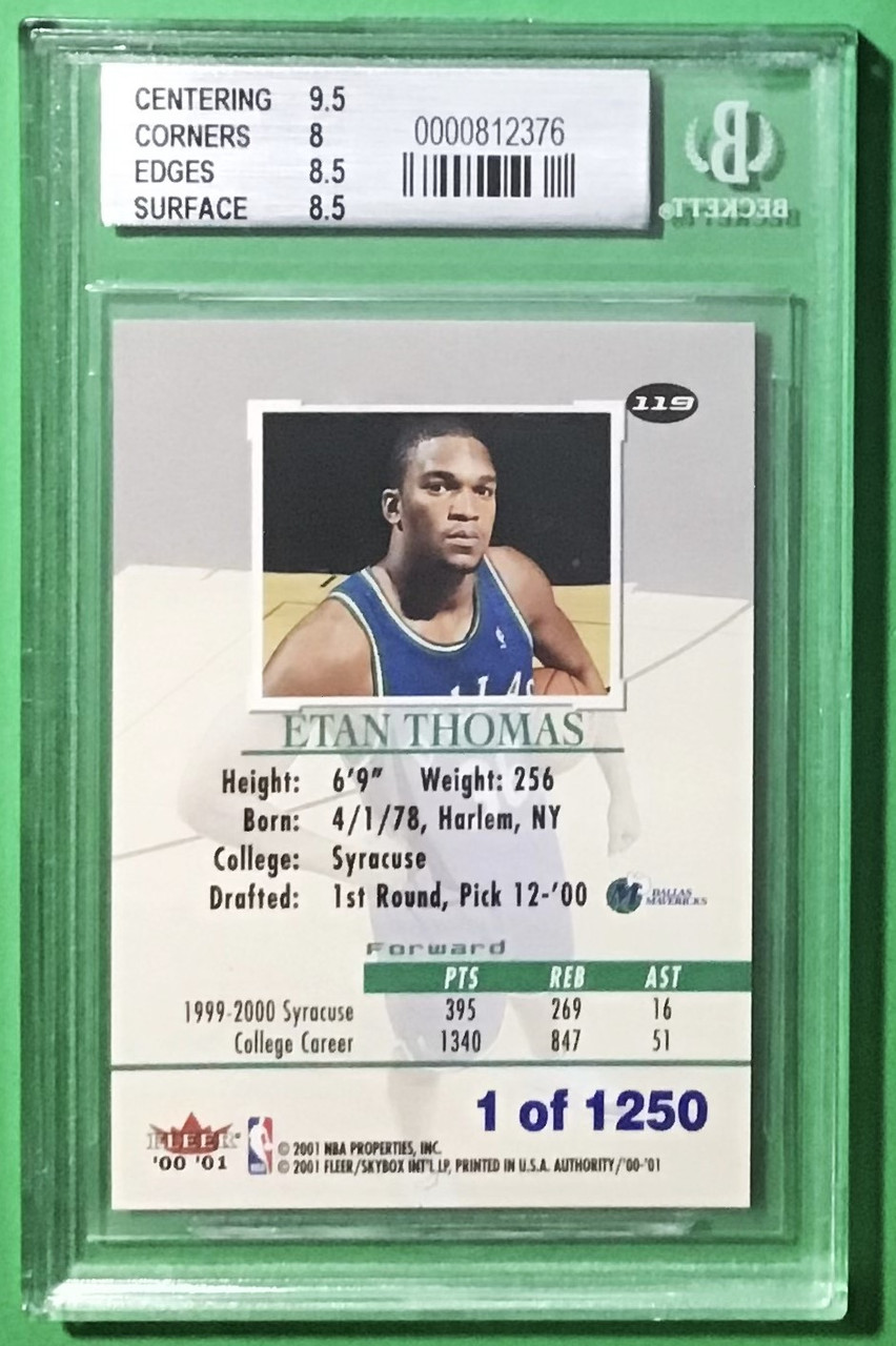 2000/01 Fleer #119 Etan Thomas Authority Rookie/RC /1250 BGS 8.5