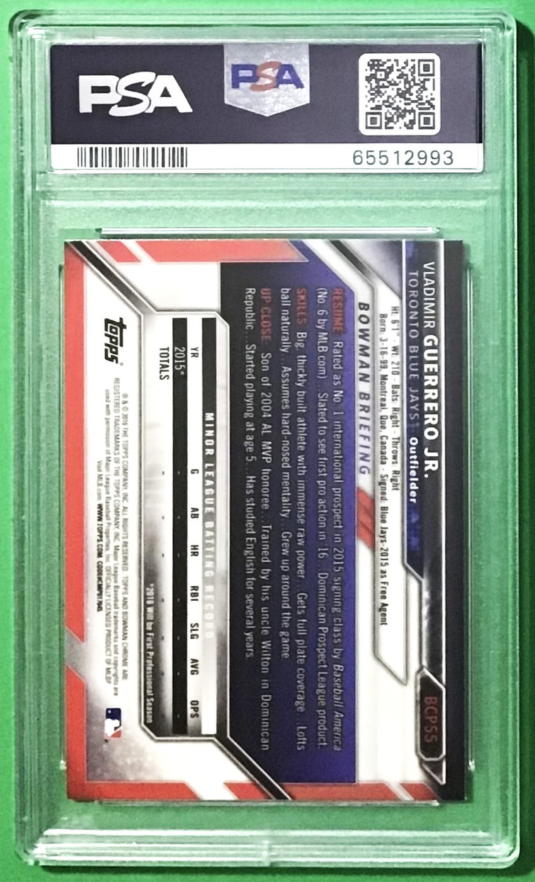 2016 Bowman Chrome #BCP55 Vladimir Guerrero Jr. 1st Bowman Chrome PSA 10 GEM 