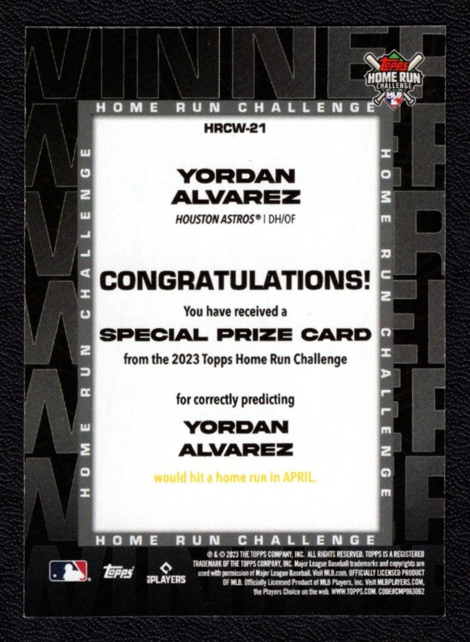 2023 Topps Home Run Challenge #HRCW-21 Yordan Alvarez April Winner 180/347