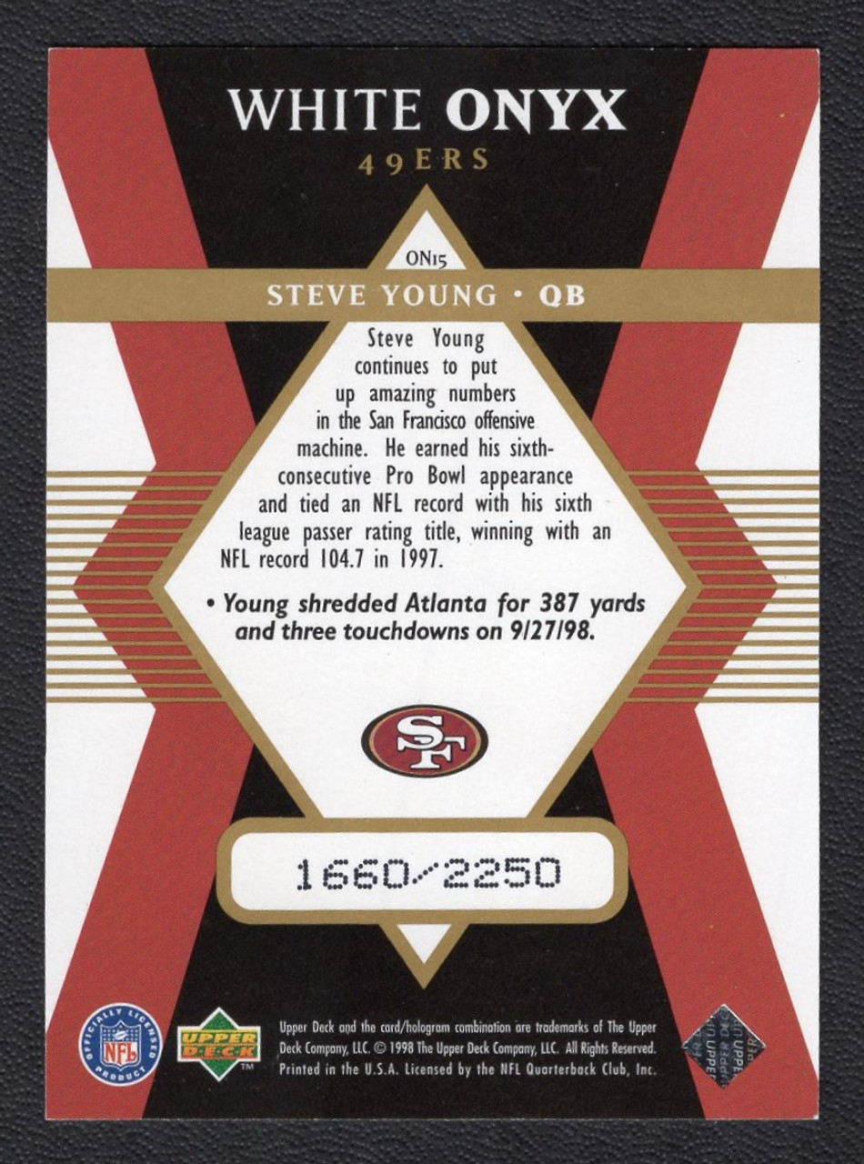 1998 Upper Deck Black Diamond #ON15 Steve Young White Onyx 1660/2250