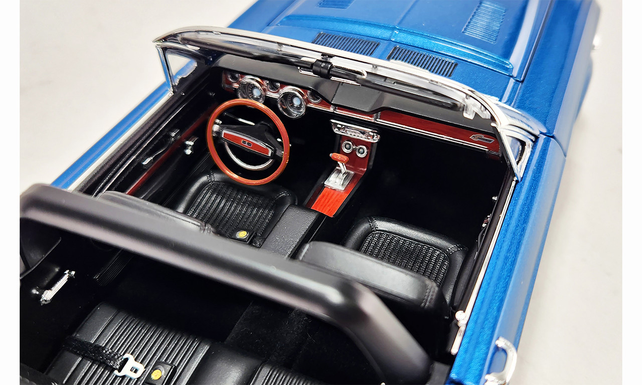 1968 Shelby GT500 Convertible - Acapulco Blue Metallic with White Stripes - 1:18 Diecast Model by ACME