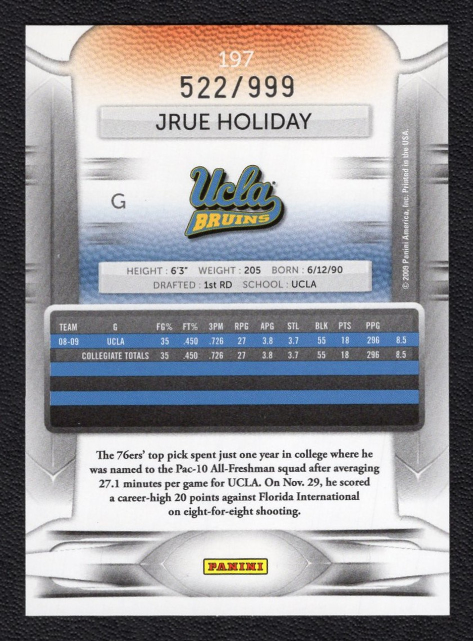 2009/10 Panini Prestige #197 Jrue Holiday Draft Picks Light Blue Parallel Rookie/RC 522/999