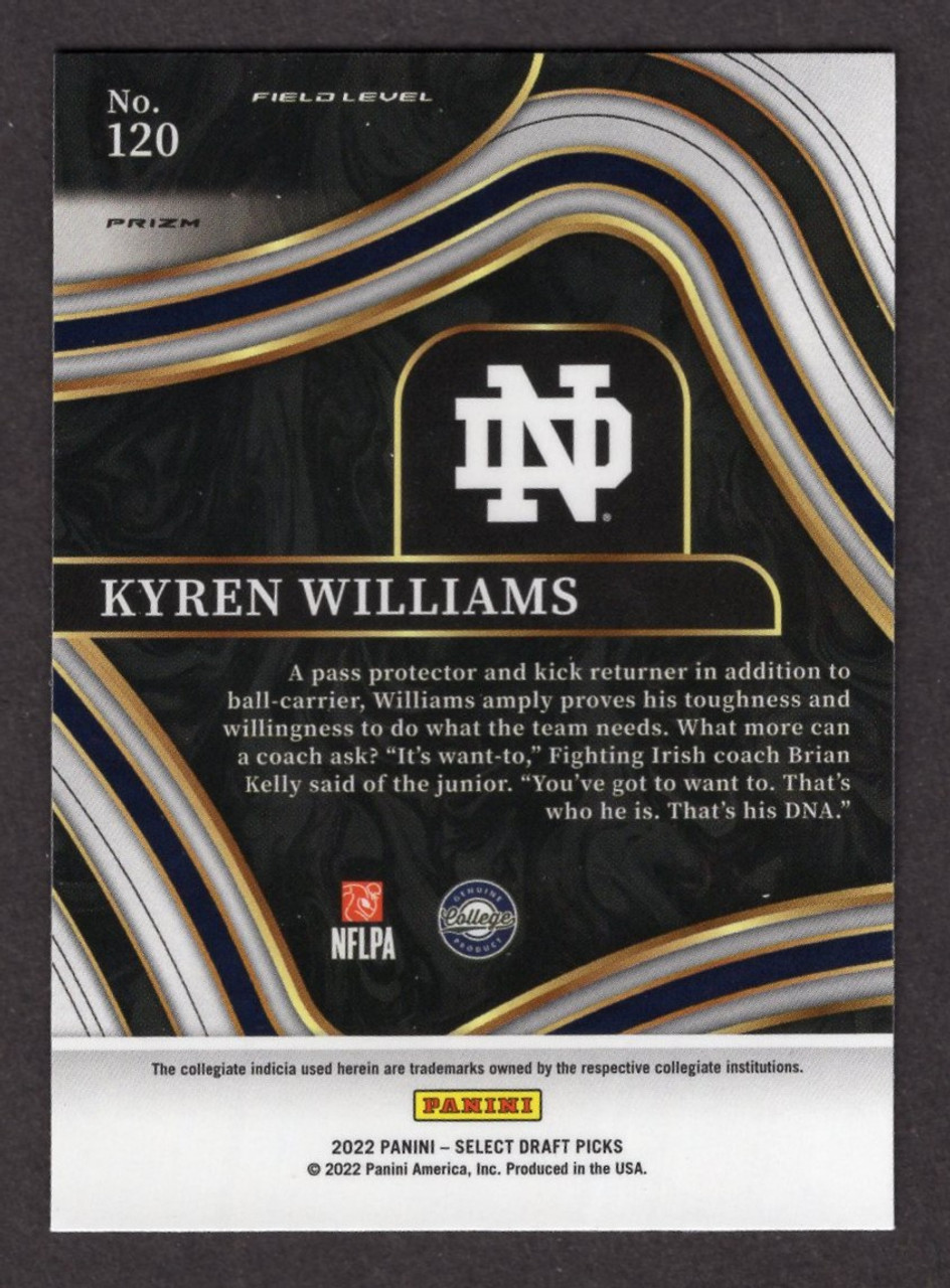 2022 Panini Select Draft Picks #120 Kyren Williams Field Level Silver Prizm Rookie/RC