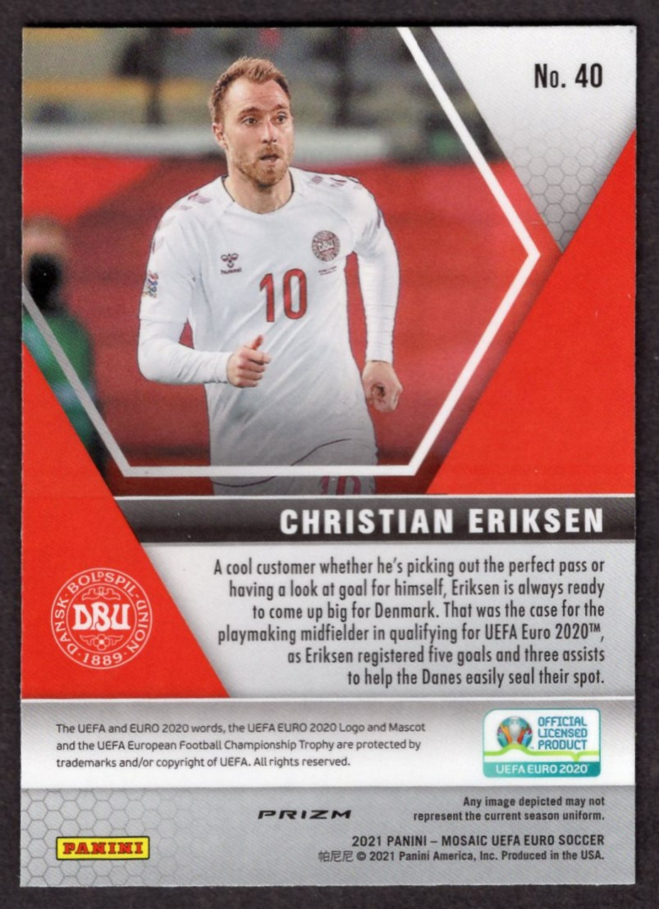 2021 Panini Mosaic UEFA World Cup 2020 #40 Christian Eriksen Silver Prizm