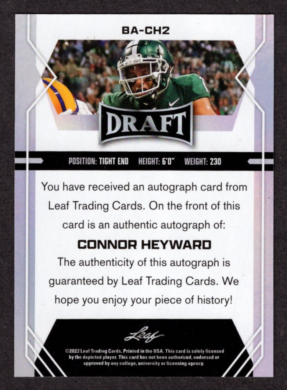 2022 Leaf Draft #BA-CH2 Connor Heyward Rookie XRC Autograph