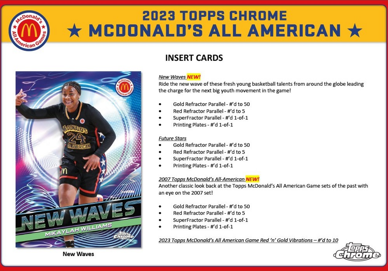 2023 Topps Chrome McDonald's All American Basketball Blaster Box