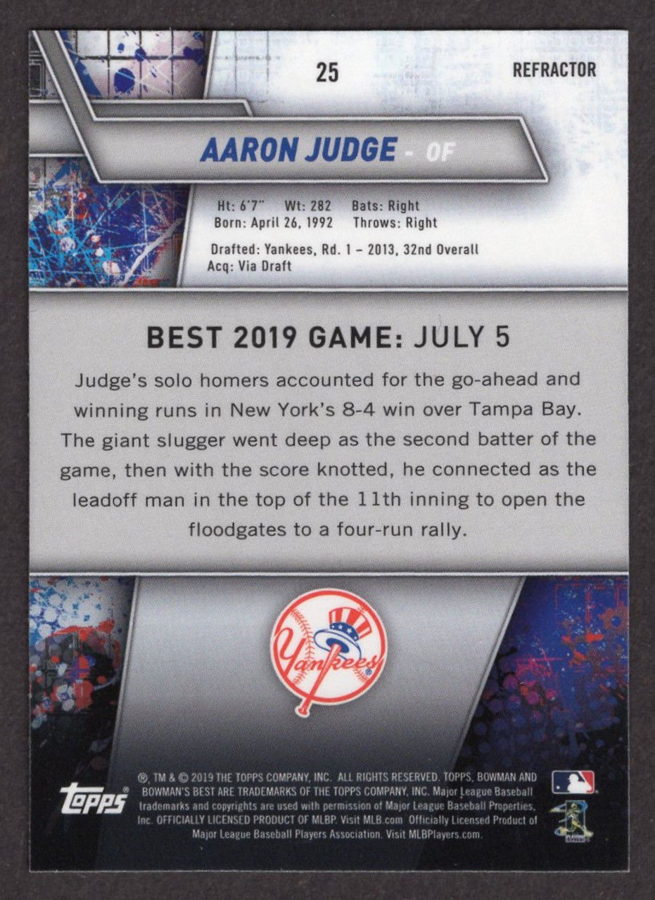 2019 Bowman's Best #25 Aaron Judge Refractor