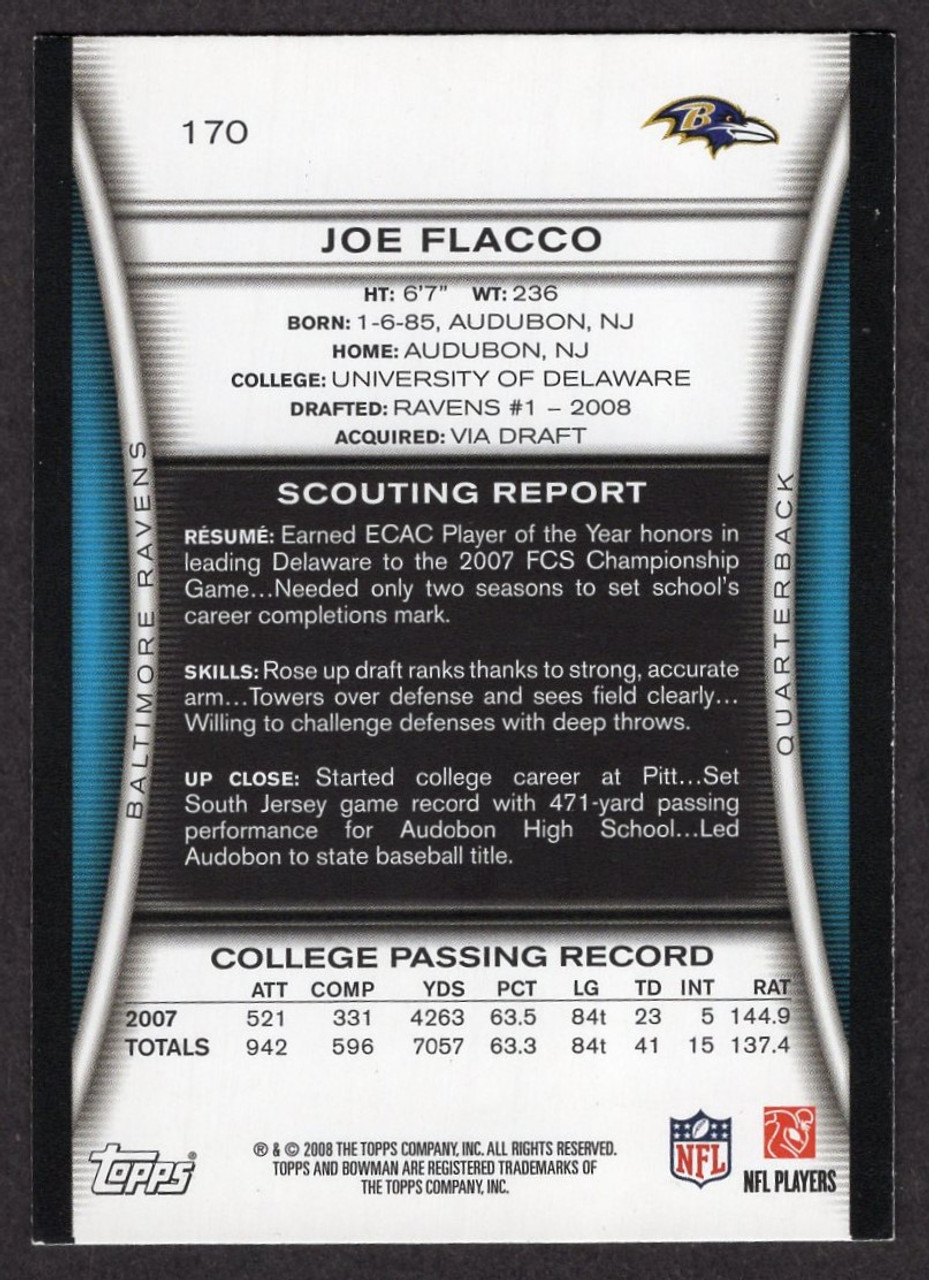 2008 Bowman #170 Joe Flacco Rookie/RC