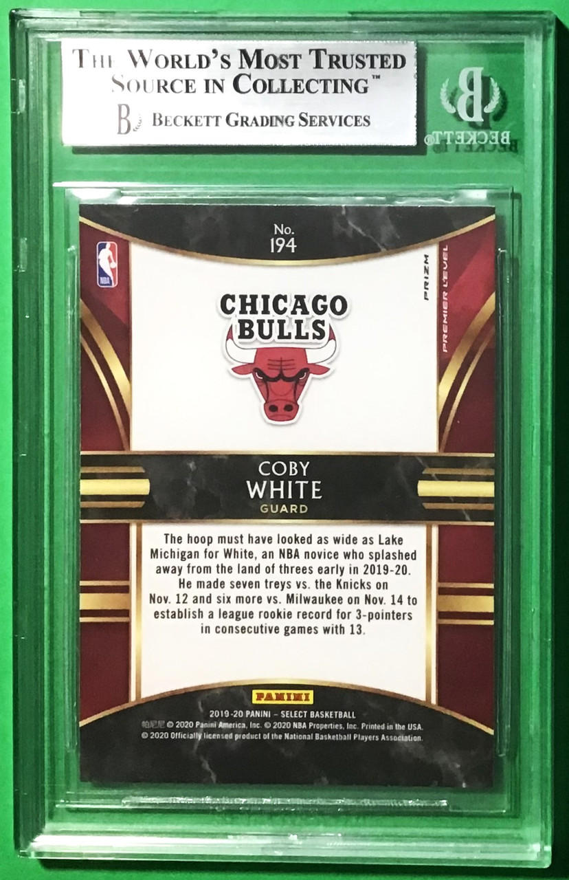 2019/20 Panini Select #194 Coby White Premier Level Silver Prizm Rookie/RC BGS 8.5