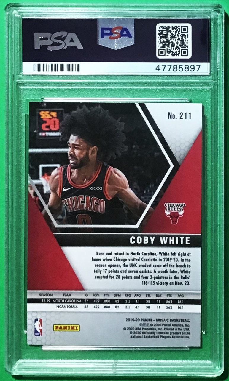 2019/20 Panini Mosaic #211 Coby White Rookie/RC PSA 9