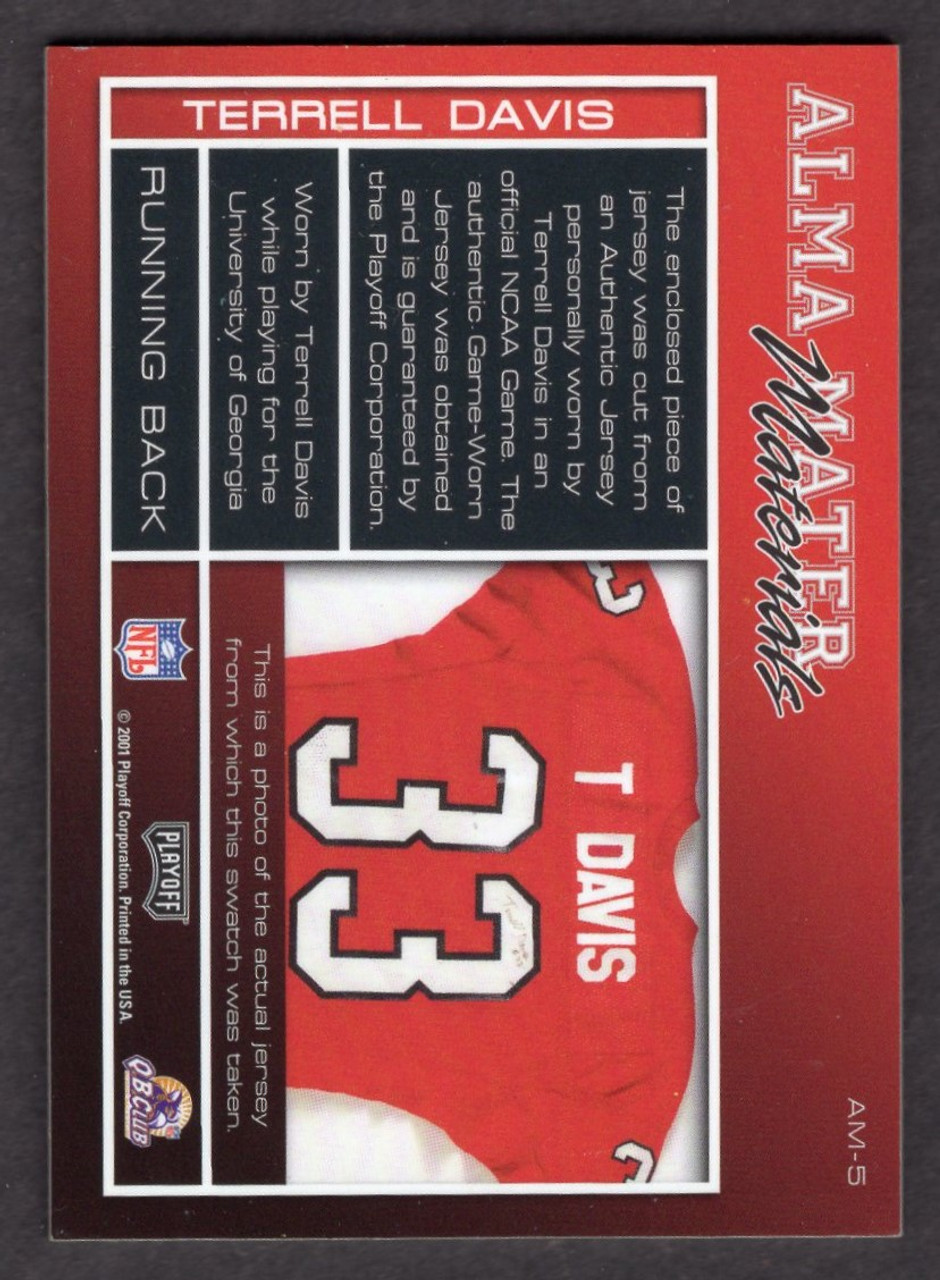 2001 Playoff Honors #AM-5 Terrell Davis Alma Mater Materials Game Worn Jersey Relic