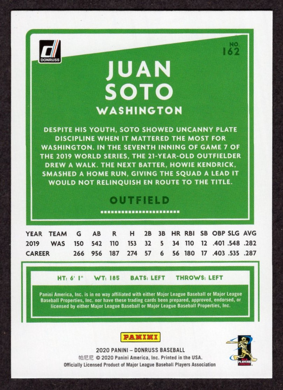 2020 Panini Donruss #162 Juan Soto Holo Red