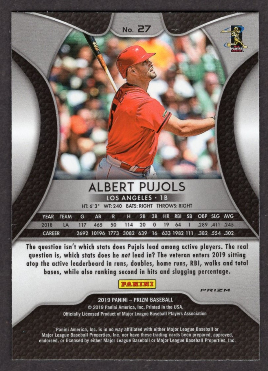 2019 Panini Prizm #27 Albert Pujols Purple Prizm