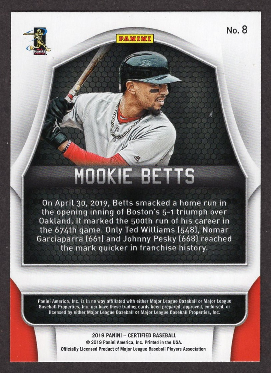 2019 Panini Chronicles #8 Mookie Betts Certified Green Parallel