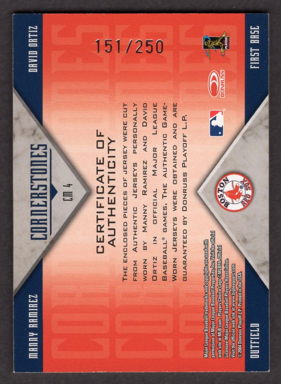 2005 Leaf Cornerstones #CM-4 Manny Ramirez / David Ortiz Dual Game Used Jersey Relic 151/250