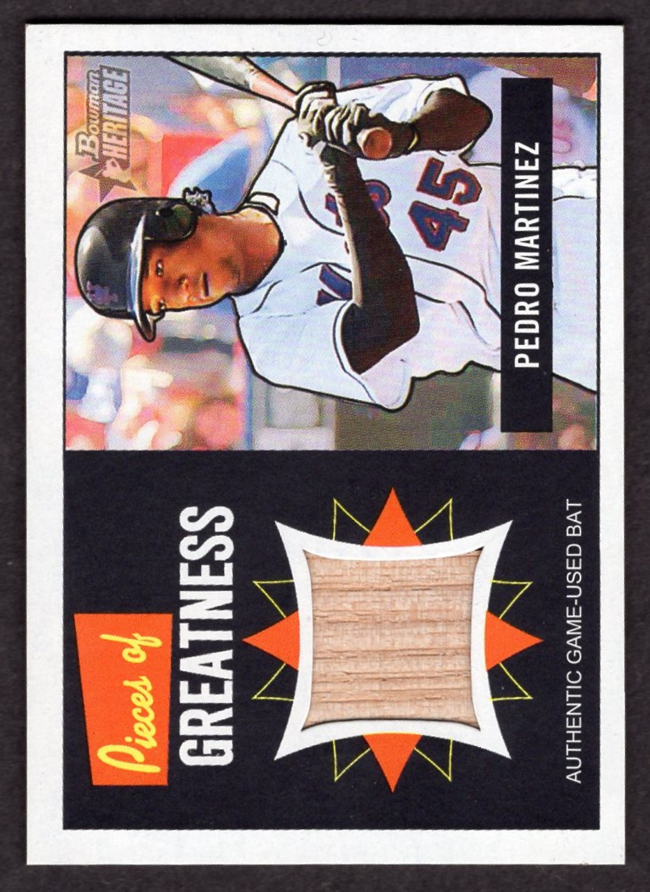 2005 Bowman Heritage #PG-PM Pedro Martinez Pieces Of Greatness Game Used Bat Relic