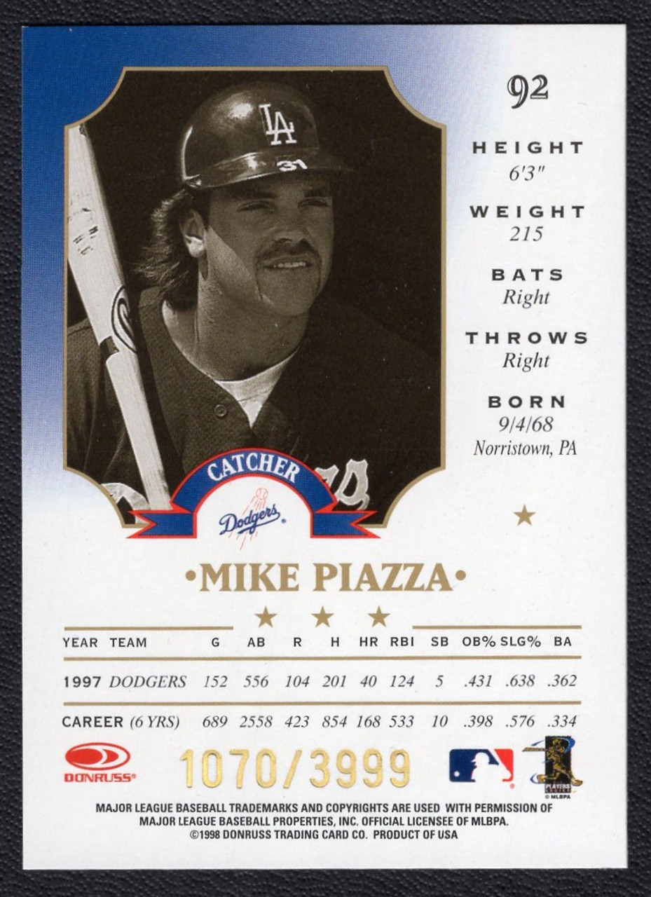 1998 Leaf #92 Mike Piazza Fractal Foundation 50th Anniversary  1070/3999