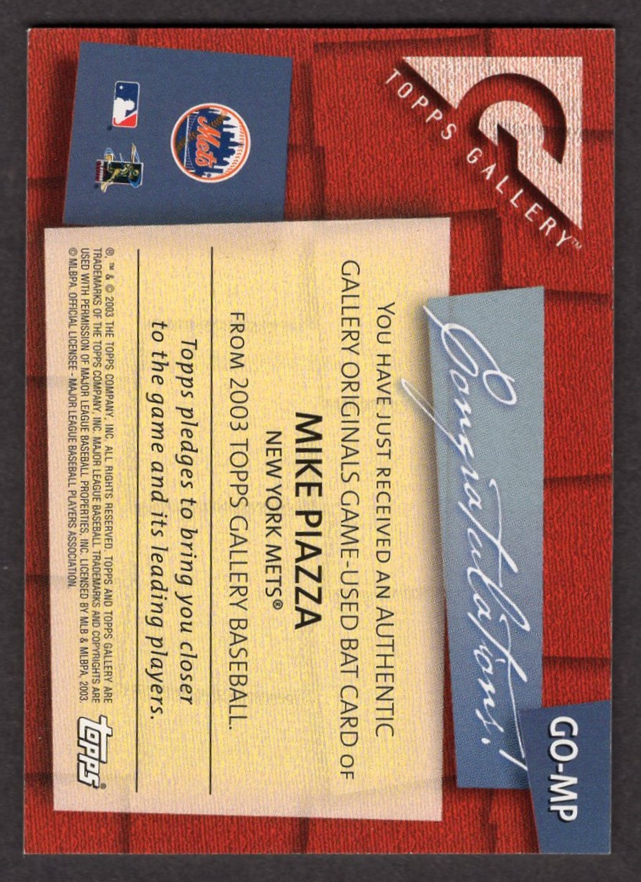 2003 Topps Gallery #GO-MP Mike Piazza Gallery Originals Game Used Bat Relic