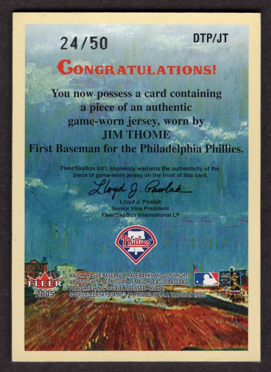 2005 Fleer #DTP/JT Jim Thome Diamond Tributes Game Used Jersey Patch 24/50