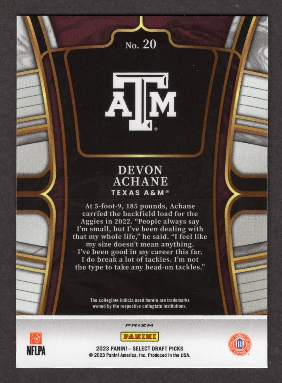 2023 Panini Select Draft Picks #20 Devon Achane Purple Lazer Prizm Rookie/RC