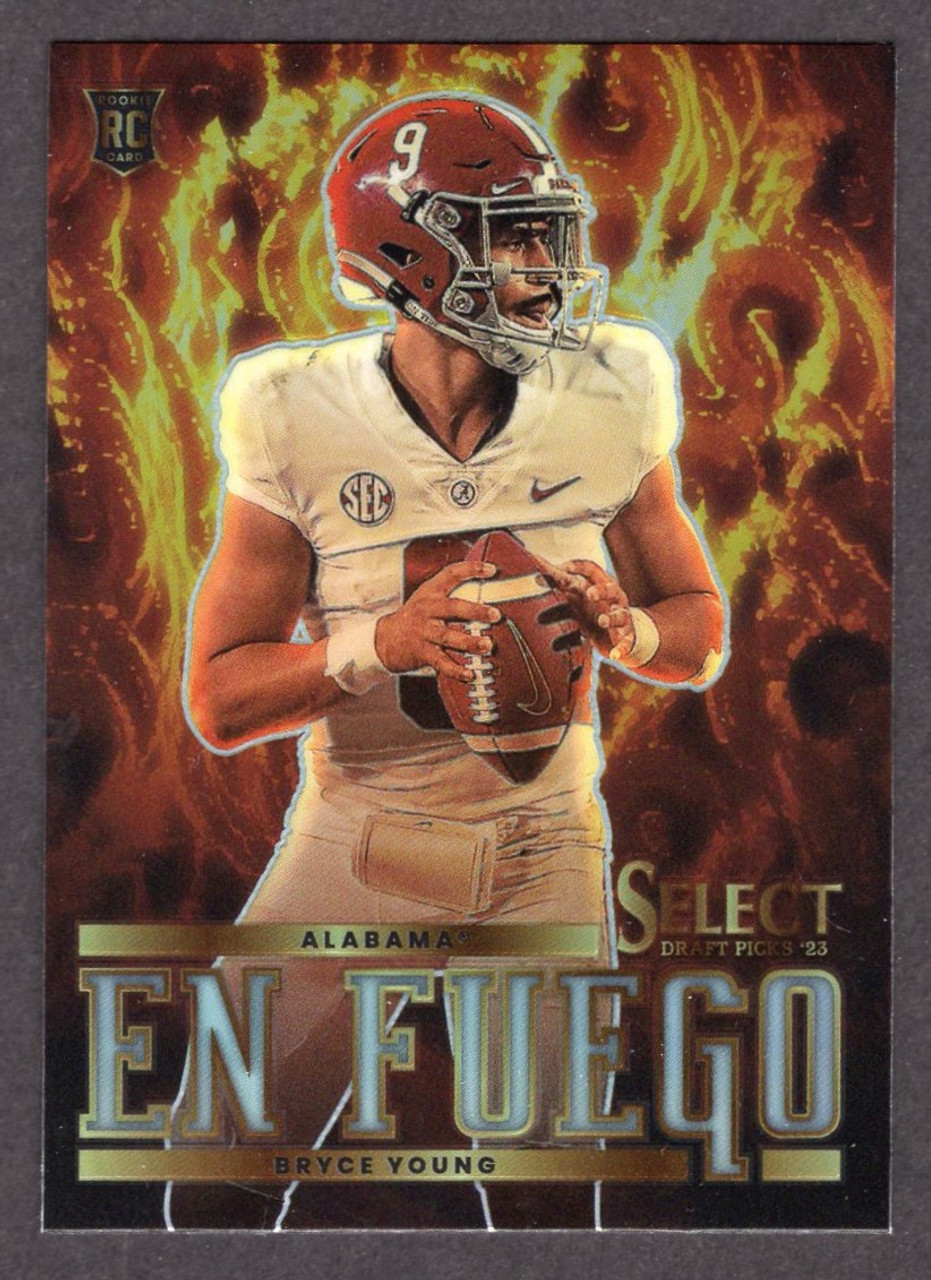 2023 Panini Select Draft Picks #EF-BY Bryce Young En Fuego Silver Prizm Rookie/RC