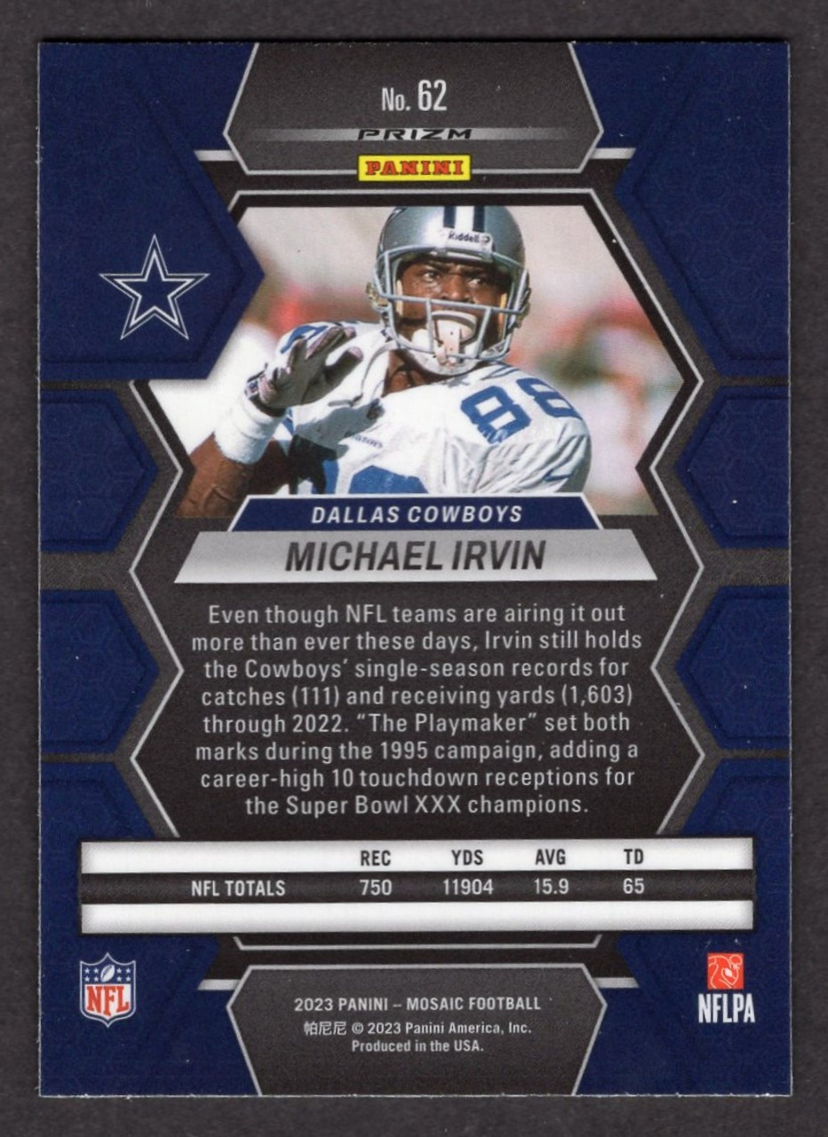 2023 Panini Mosaic #62 Michael Irvin Blue Reactive Prizm