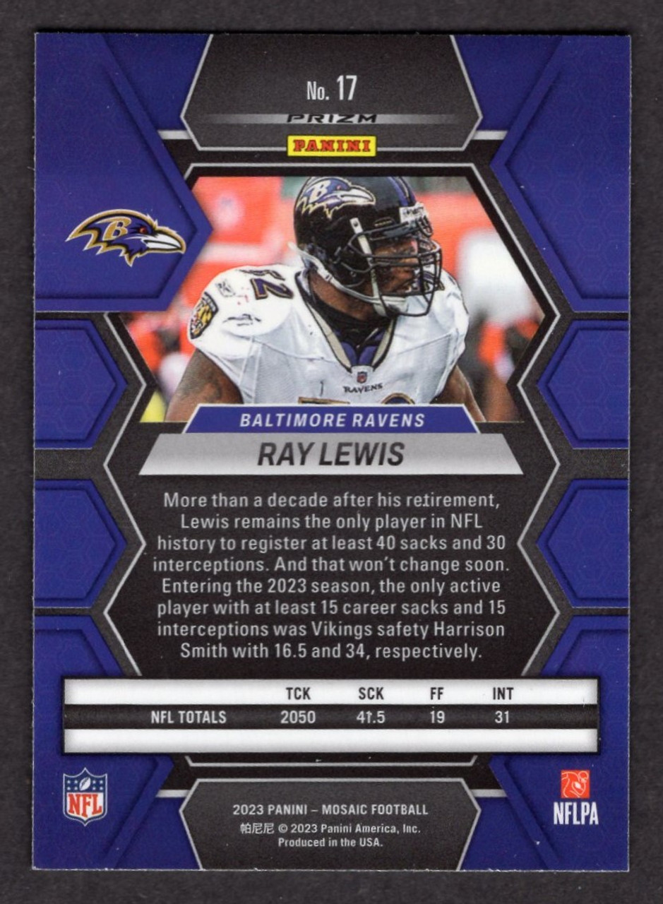 2023 Panini Mosaic #17 Ray Lewis Blue Reactive Prizm