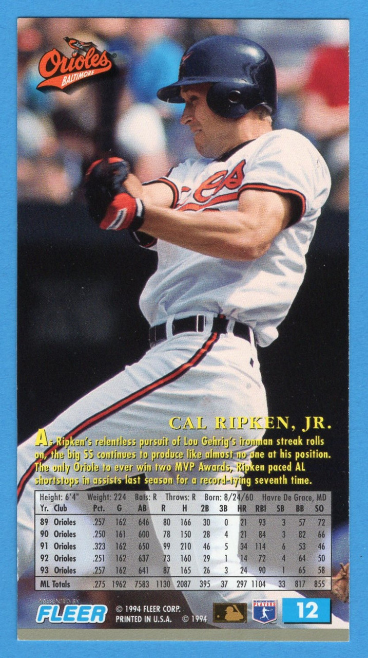 1994 Fleer Extra Bases #12 Cal Ripken, Jr.