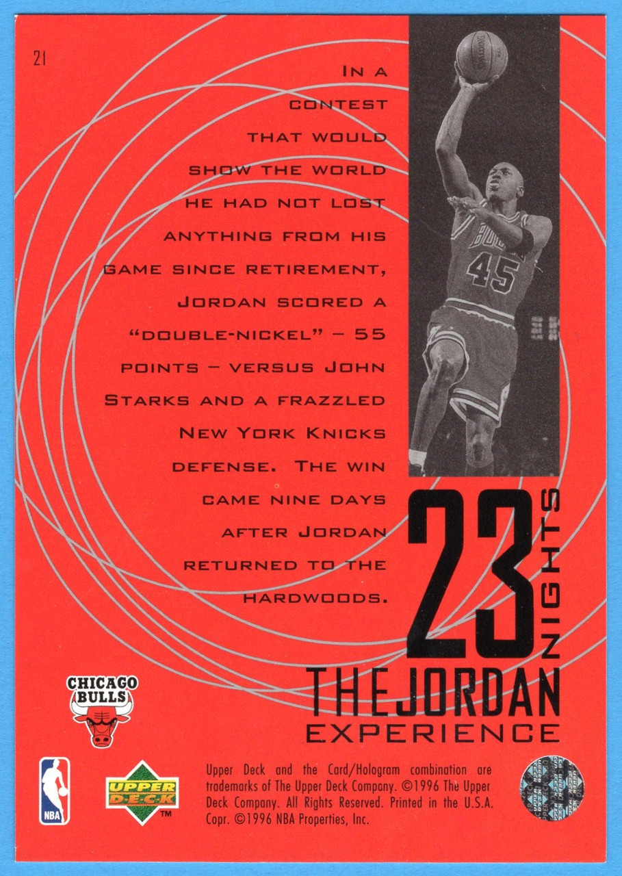 1996/97 Upper Deck 23 Nights The Jordan Experience #21 Michael Jordan