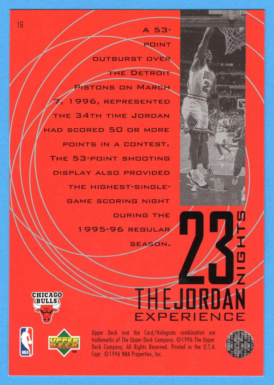 1996/97 Upper Deck 23 Nights The Jordan Experience #16 Michael Jordan