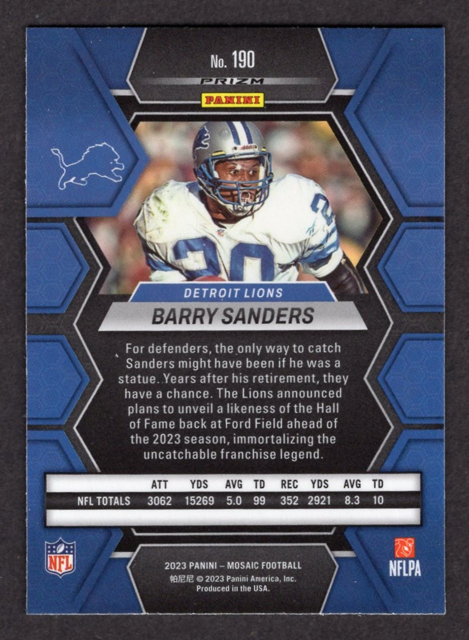 2023 Panini Mosaic #190 Barry Sanders Silver Prizm 